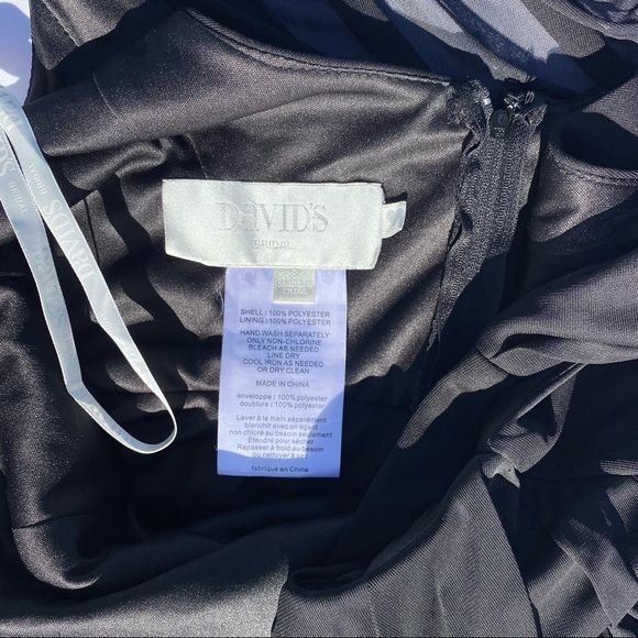 DAVIDS BRIDAL Long Black Dress, cowl neck, Size 8, Style Number F15933 - Picture 4 of 4